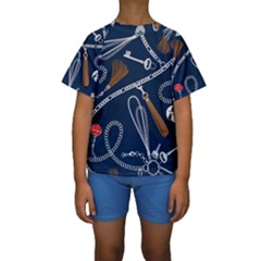 Chains Seamless Pattern Kids  Short Sleeve Swimwear