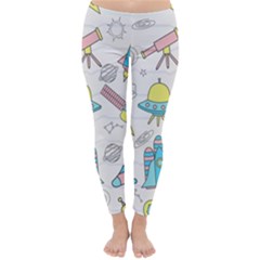 Cute Seamless Pattern With Space Classic Winter Leggings