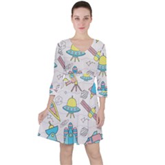 Cute Seamless Pattern With Space Ruffle Dress by BangZart