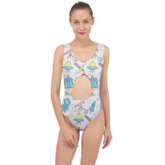 Cute Seamless Pattern With Space Center Cut Out Swimsuit by BangZart