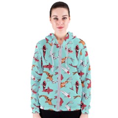 Pattern With Koi Fishes Women s Zipper Hoodie
