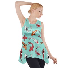 Pattern With Koi Fishes Side Drop Tank Tunic