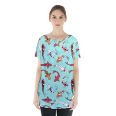 Pattern With Koi Fishes Skirt Hem Sports Top