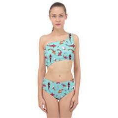Pattern With Koi Fishes Spliced Up Two Piece Swimsuit
