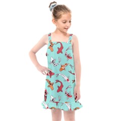 Pattern With Koi Fishes Kids  Overall Dress