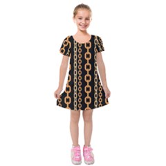 Gold Chain Jewelry Seamless Pattern Kids  Short Sleeve Velvet Dress