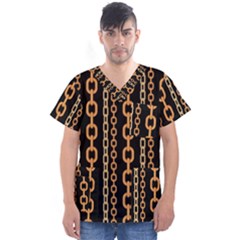 Gold Chain Jewelry Seamless Pattern Men s V-neck Scrub Top