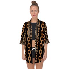 Gold Chain Jewelry Seamless Pattern Open Front Chiffon Kimono