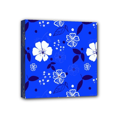Blooming Seamless Pattern Blue Colors Mini Canvas 4  X 4  (stretched) by BangZart