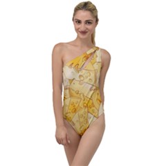 Cheese Slices Seamless Pattern Cartoon Style To One Side Swimsuit