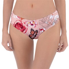Beautiful Seamless Spring Pattern With Roses Peony Orchid Succulents Reversible Classic Bikini Bottoms