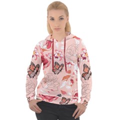 Beautiful Seamless Spring Pattern With Roses Peony Orchid Succulents Women s Overhead Hoodie by BangZart