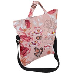 Beautiful Seamless Spring Pattern With Roses Peony Orchid Succulents Fold Over Handle Tote Bag by BangZart