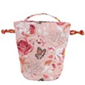 Beautiful seamless spring pattern with roses peony orchid succulents Drawstring Bucket Bag View1