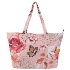 Beautiful Seamless Spring Pattern With Roses Peony Orchid Succulents Full Print Shoulder Bag by BangZart