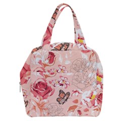 Beautiful Seamless Spring Pattern With Roses Peony Orchid Succulents Boxy Hand Bag
