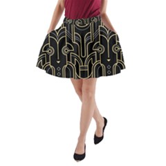 Art Deco Geometric Abstract Pattern Vector A-line Pocket Skirt