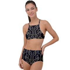 Art Deco Geometric Abstract Pattern Vector High Waist Tankini Set