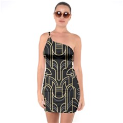 Art Deco Geometric Abstract Pattern Vector One Soulder Bodycon Dress