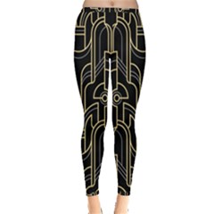 Art Deco Geometric Abstract Pattern Vector Inside Out Leggings by BangZart