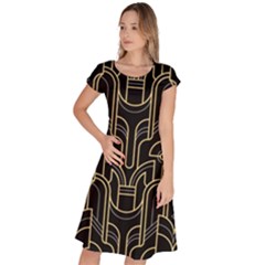 Art Deco Geometric Abstract Pattern Vector Classic Short Sleeve Dress by BangZart