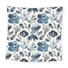 Indigo Watercolor Floral Seamless Pattern Square Tapestry (large)