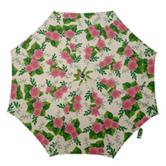 Cute Pink Flowers With Leaves-pattern Hook Handle Umbrellas (large) by BangZart