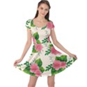 Cute pink flowers with leaves-pattern Cap Sleeve Dress View1
