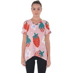 Strawberry Seamless Pattern Cut Out Side Drop Tee by BangZart