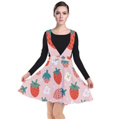 Strawberry Seamless Pattern Plunge Pinafore Dress by BangZart