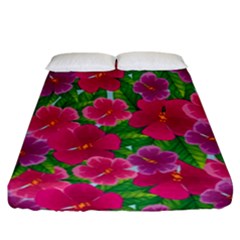 Background Cute Flowers Fuchsia With Leaves Fitted Sheet (california King Size) by BangZart