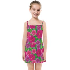 Background Cute Flowers Fuchsia With Leaves Kids  Summer Sun Dress