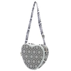 Halftone Tech Hexagons Seamless Pattern Heart Shoulder Bag by BangZart