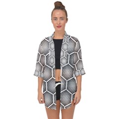 Halftone Tech Hexagons Seamless Pattern Open Front Chiffon Kimono by BangZart