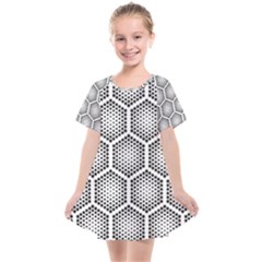 Halftone Tech Hexagons Seamless Pattern Kids  Smock Dress