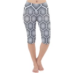 Halftone Tech Hexagons Seamless Pattern Lightweight Velour Cropped Yoga Leggings by BangZart