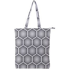 Halftone Tech Hexagons Seamless Pattern Double Zip Up Tote Bag