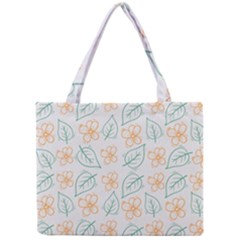 Hand Drawn Cute Flowers With Leaves Pattern Mini Tote Bag