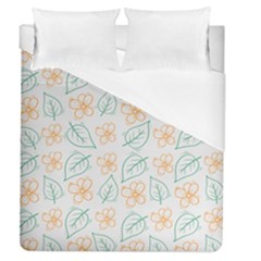 Hand Drawn Cute Flowers With Leaves Pattern Duvet Cover (queen Size)