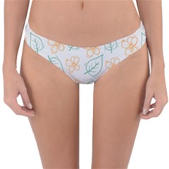 Hand Drawn Cute Flowers With Leaves Pattern Reversible Hipster Bikini Bottoms