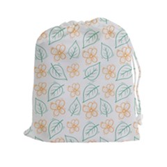 Hand Drawn Cute Flowers With Leaves Pattern Drawstring Pouch (2xl)