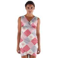 Cute Kawaii Patches Seamless Pattern Wrap Front Bodycon Dress