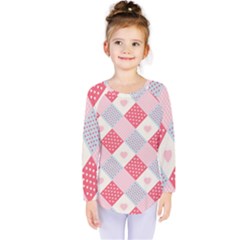 Cute Kawaii Patches Seamless Pattern Kids  Long Sleeve Tee