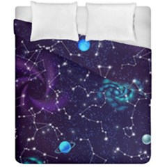 Realistic Night Sky Poster With Constellations Duvet Cover Double Side (california King Size)