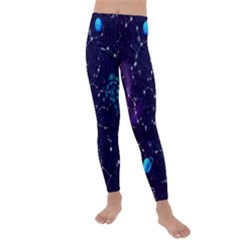 Realistic Night Sky Poster With Constellations Kids  Lightweight Velour Leggings