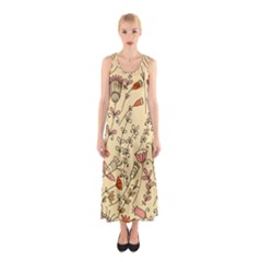 Seamless Pattern With Different Flowers Sleeveless Maxi Dress by BangZart