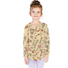 Seamless Pattern With Different Flowers Kids  Long Sleeve Tee