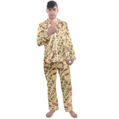 Seamless Pattern With Different Flowers Men s Long Sleeve Satin Pyjamas Set