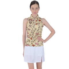 Seamless Pattern With Different Flowers Women s Sleeveless Polo Tee by BangZart