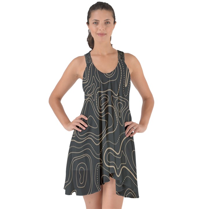 Damask seamless pattern Show Some Back Chiffon Dress